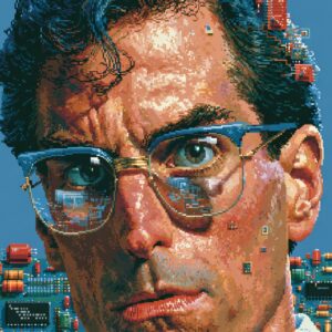 Pixel-art Cyber Hardware CTO Character with Circuit Board